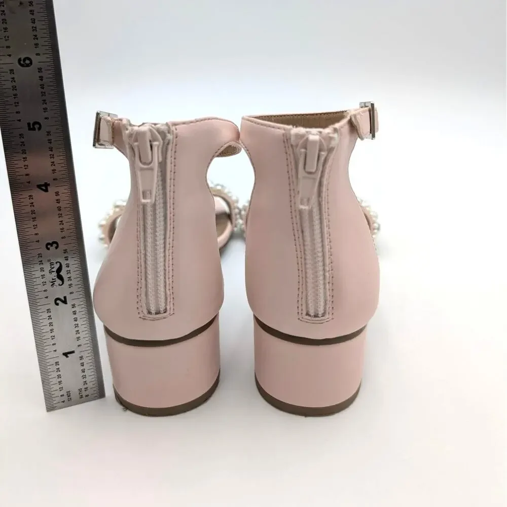 DV by Dolce Vita Gavon Block Heel Sandals Back Zip Girls' Blush Size US4